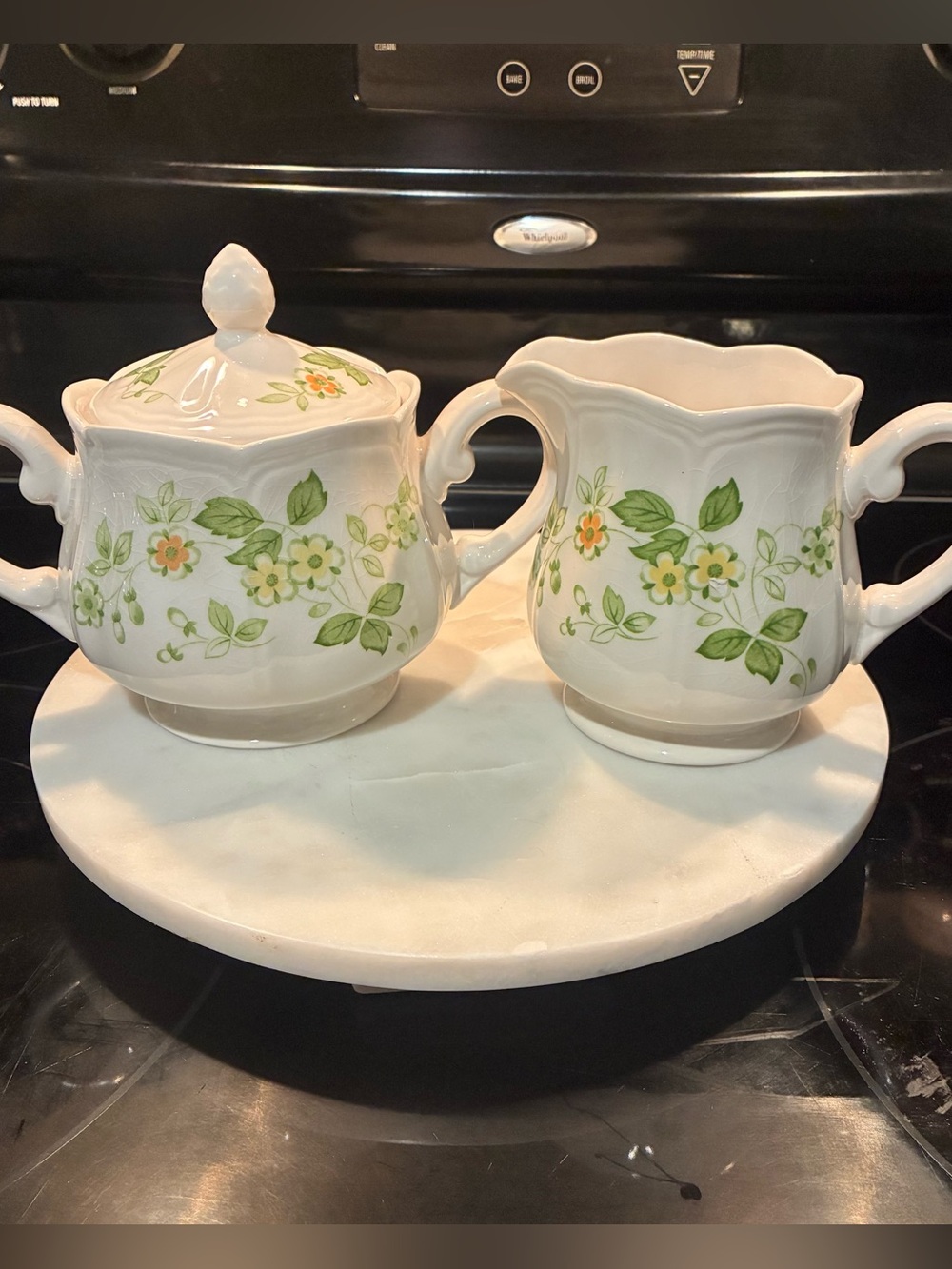 Ironstone Ceramic Sugar and Creamer Set